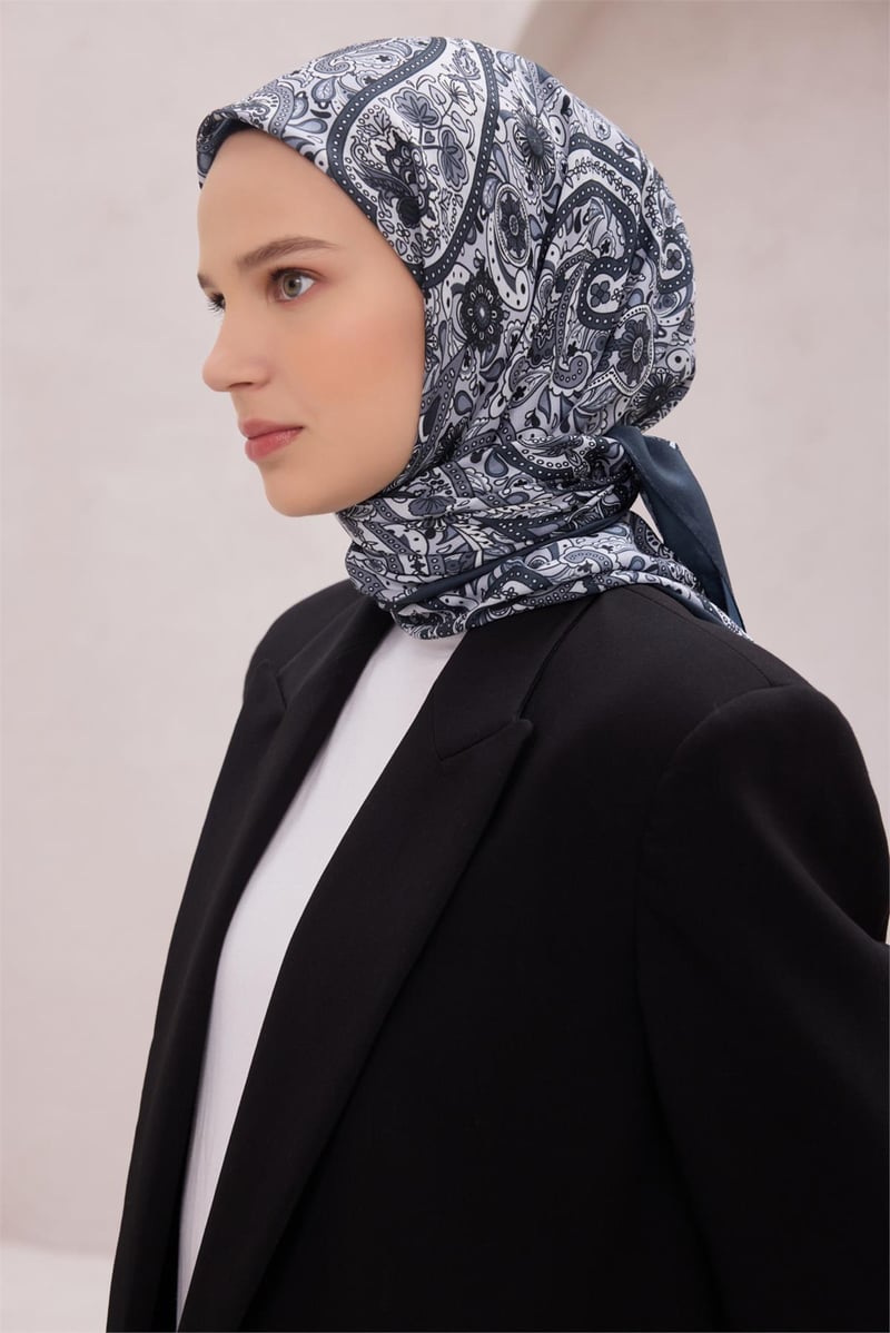 {URUNSEO_TITLE} | BELLI | POLYESTER EŞARP | BELLİ ETNİK DESEN PREMIUM SOFT SİYAH BEYAZ EŞARP 4