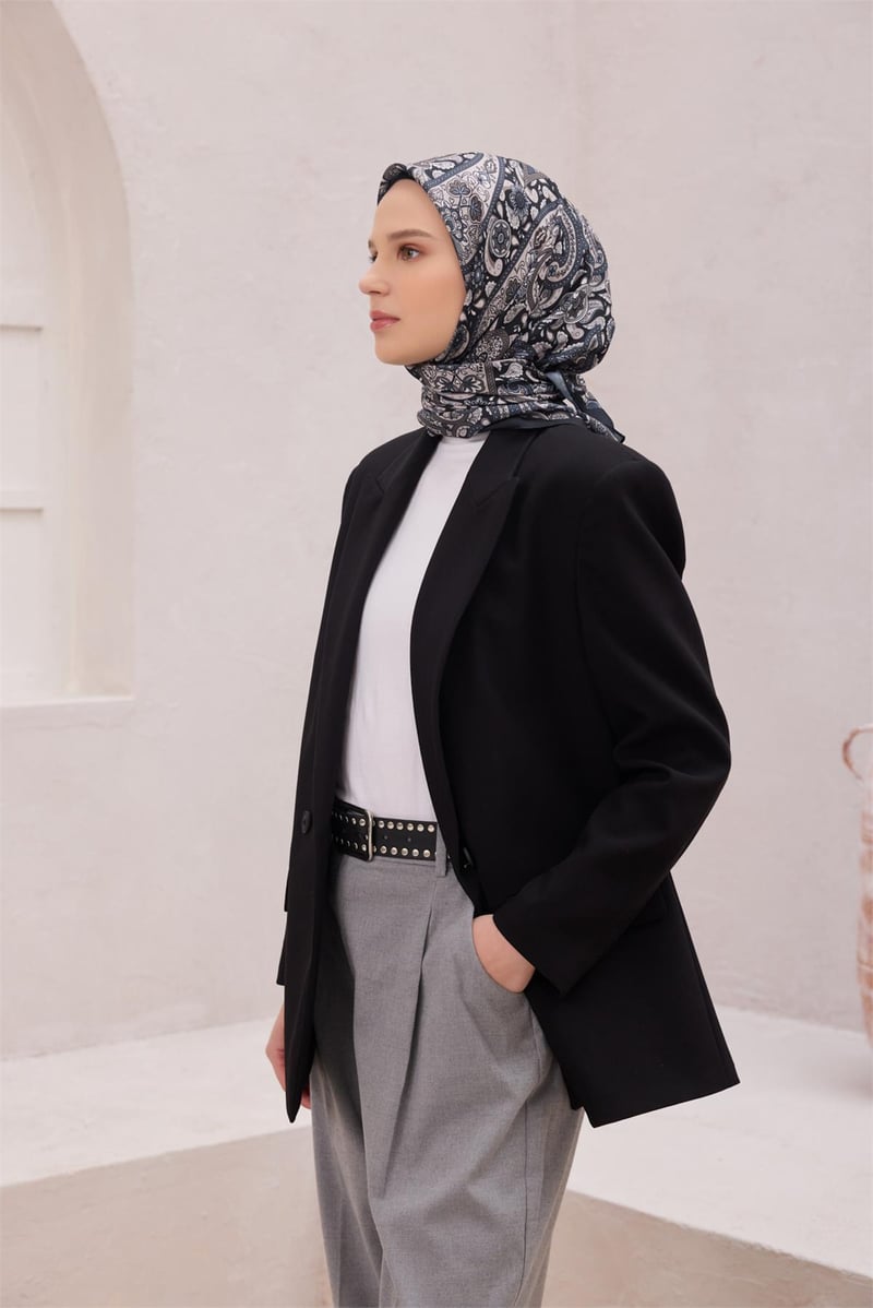 {URUNSEO_TITLE} | BELLI | POLYESTER EŞARP | BELLİ ETNİK DESEN PREMIUM SOFT SİYAH EŞARP 4