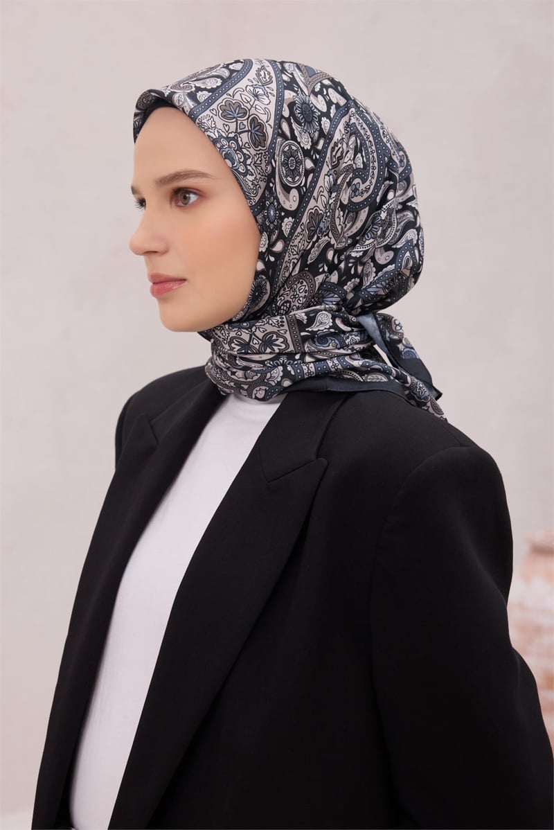 {URUNSEO_TITLE} | BELLI | POLYESTER EŞARP | BELLİ ETNİK DESEN PREMIUM SOFT SİYAH EŞARP 4