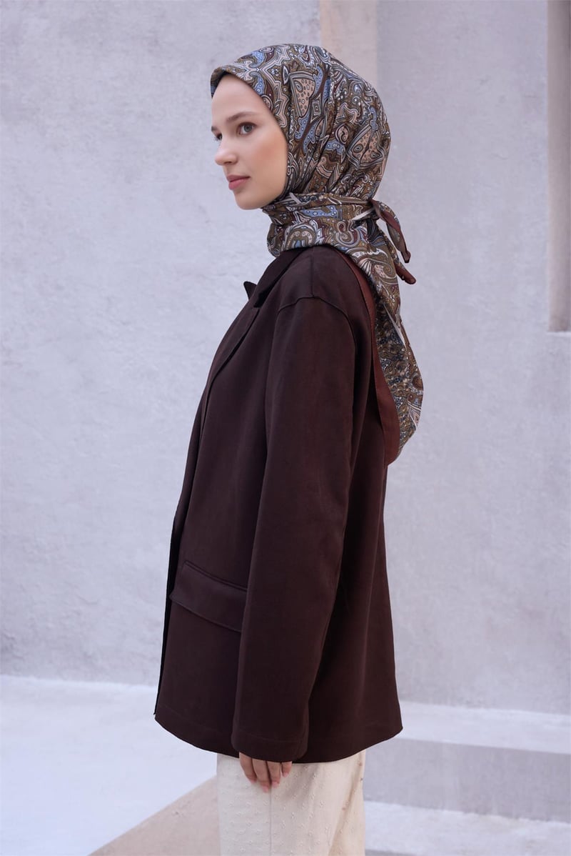 {URUNSEO_TITLE} | BELLI | POLYESTER EŞARP | BELLİ ETNİK DESEN PREMIUM SOFT TABA EŞARP 5