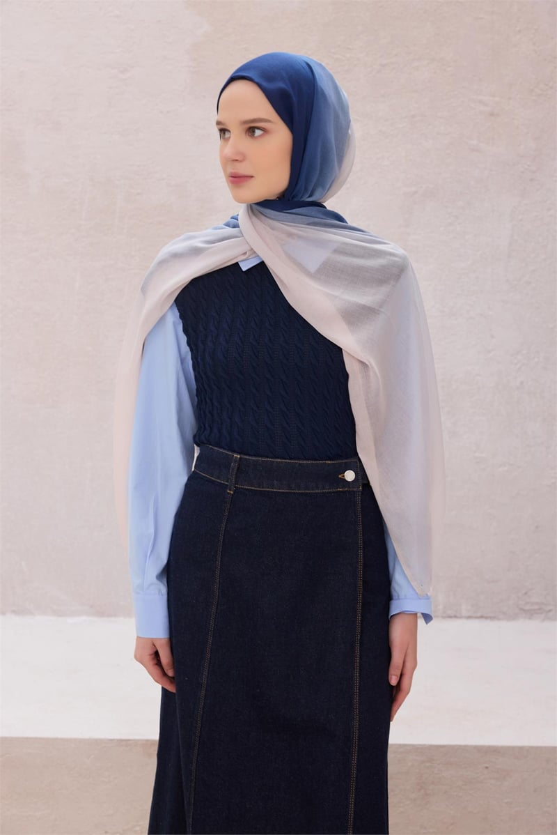 {URUNSEO_TITLE} | BELLI | POLYESTER ŞAL | BELLİ FRESH DEGRADE BEJ-MAVİ ŞAL