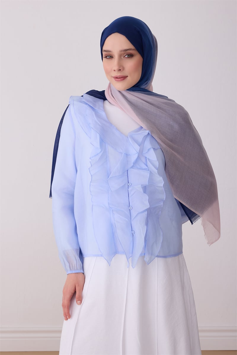 Belli Fresh Degrade Desen Saks Pudra Degrade Şal - 1013