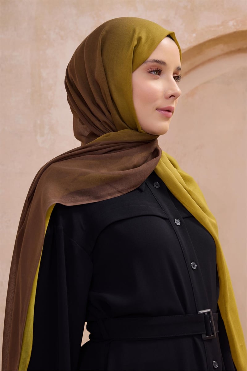 {URUNSEO_TITLE} | BELLI | POLYESTER ŞAL | BELLİ FRESH DEGRADE KAHVE-YAĞ YEŞİLİ ŞAL