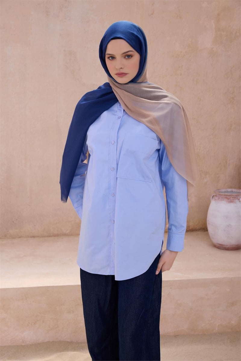 {URUNSEO_TITLE} | BELLI | POLYESTER ŞAL | BELLİ FRESH DEGRADE SAKS-BEJ ŞAL