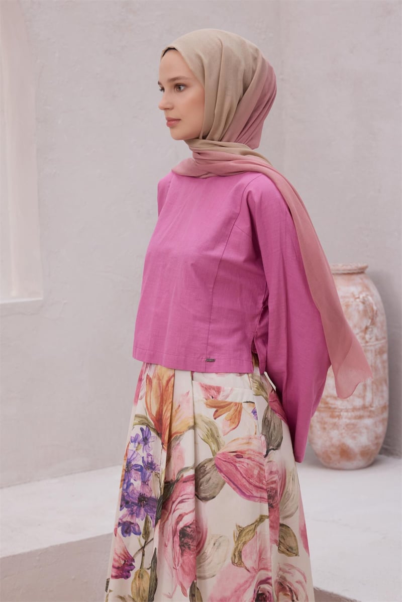 {URUNSEO_TITLE} | BELLI | POLYESTER ŞAL | BELLİ FRESH GEÇİŞLİ DESEN PUDRA-BEJ DEGRADE ŞAL