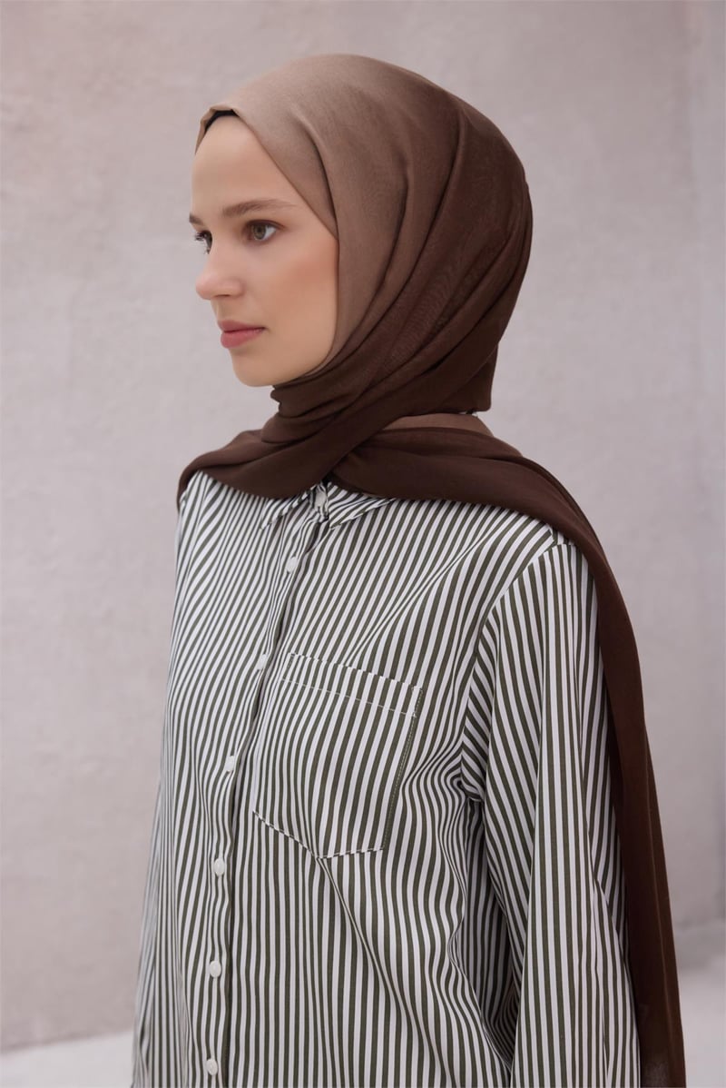 {URUNSEO_TITLE} | BELLI | POLYESTER ŞAL | BELLİ FRESH GEÇİŞLİ DESEN KAHVE-VİZON DEGRADE ŞAL