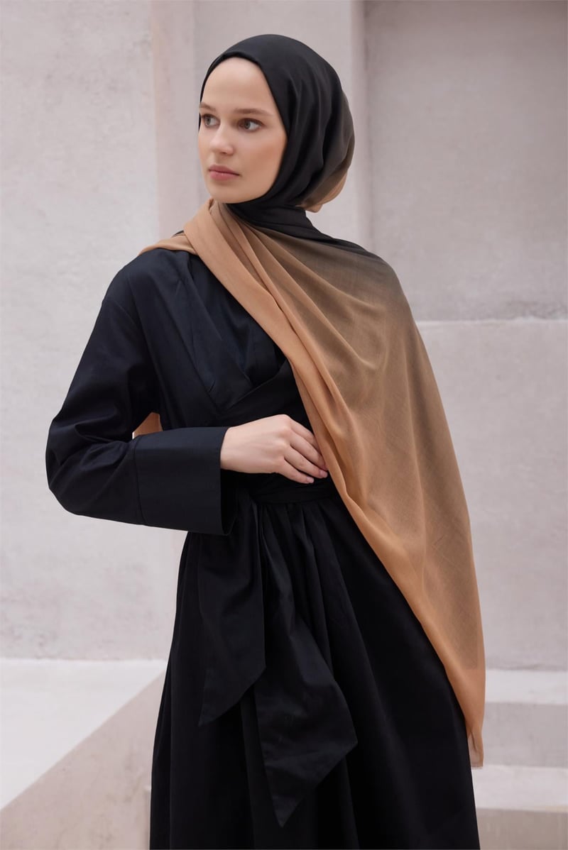 {URUNSEO_TITLE} | BELLI | POLYESTER ŞAL | BELLİ FRESH GEÇİŞLİ DESEN SİYAH-VİZON DEGRADE ŞAL