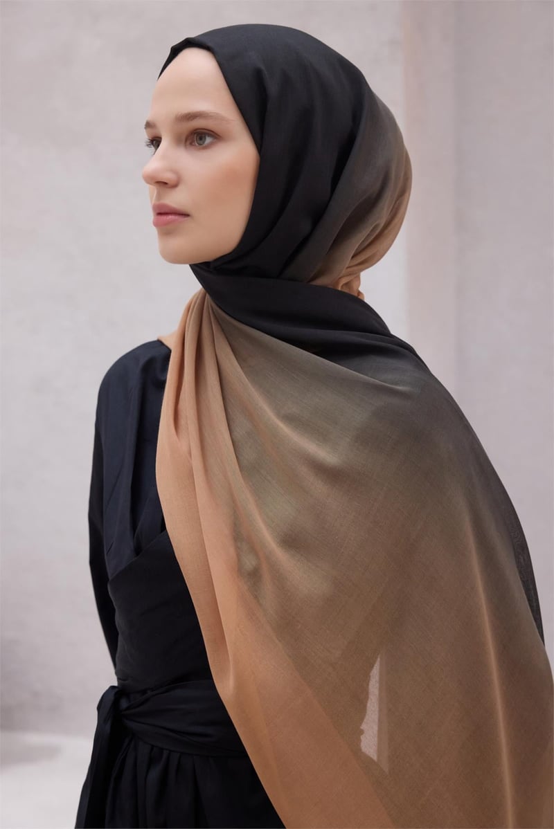 {URUNSEO_TITLE} | BELLI | POLYESTER ŞAL | BELLİ FRESH GEÇİŞLİ DESEN SİYAH-VİZON DEGRADE ŞAL