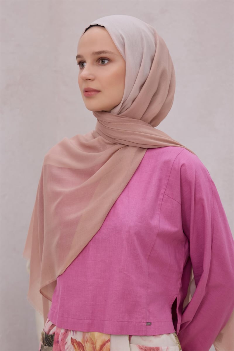{URUNSEO_TITLE} | BELLI | POLYESTER ŞAL | BELLİ FRESH GEÇİŞLİ DESEN PUDRA-TAŞ DEGRADE ŞAL