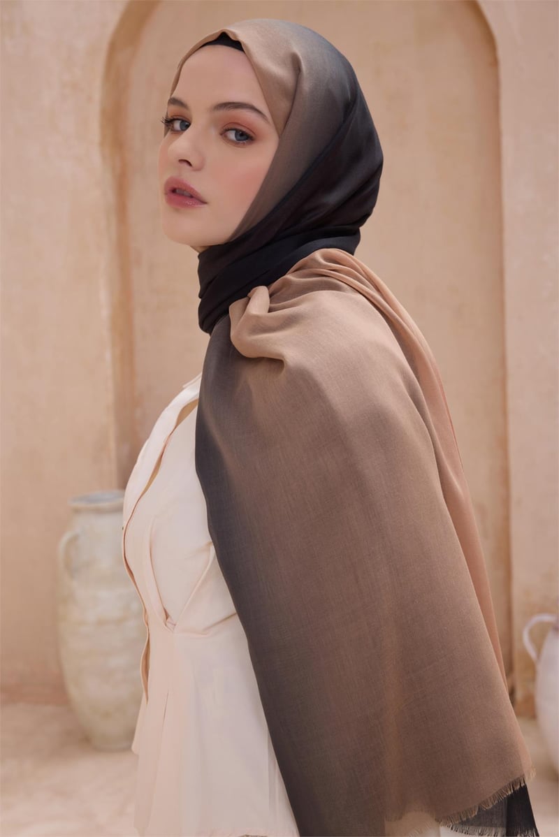 {URUNSEO_TITLE} | BELLI | POLYESTER ŞAL | BELLİ FRESH DEGRADE SİYAH-VİZON ŞAL