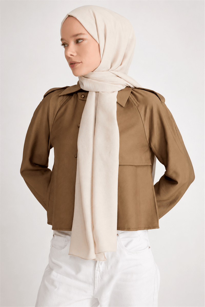 Belli Fresh Düz Tensel Ekru Coral Şal - 6506