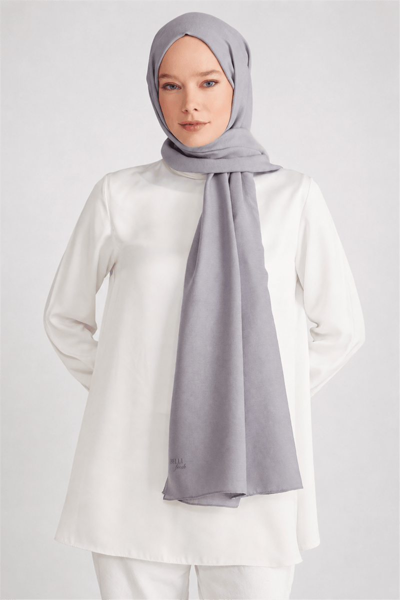 Belli Fresh Düz Tensel Gri Coral Şal - 6291