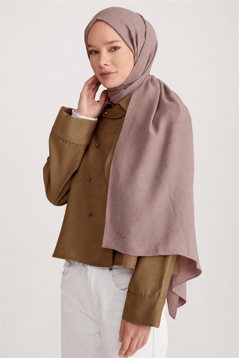 Belli Fresh Düz Tensel Gül Kurusu Coral Şal - 6290