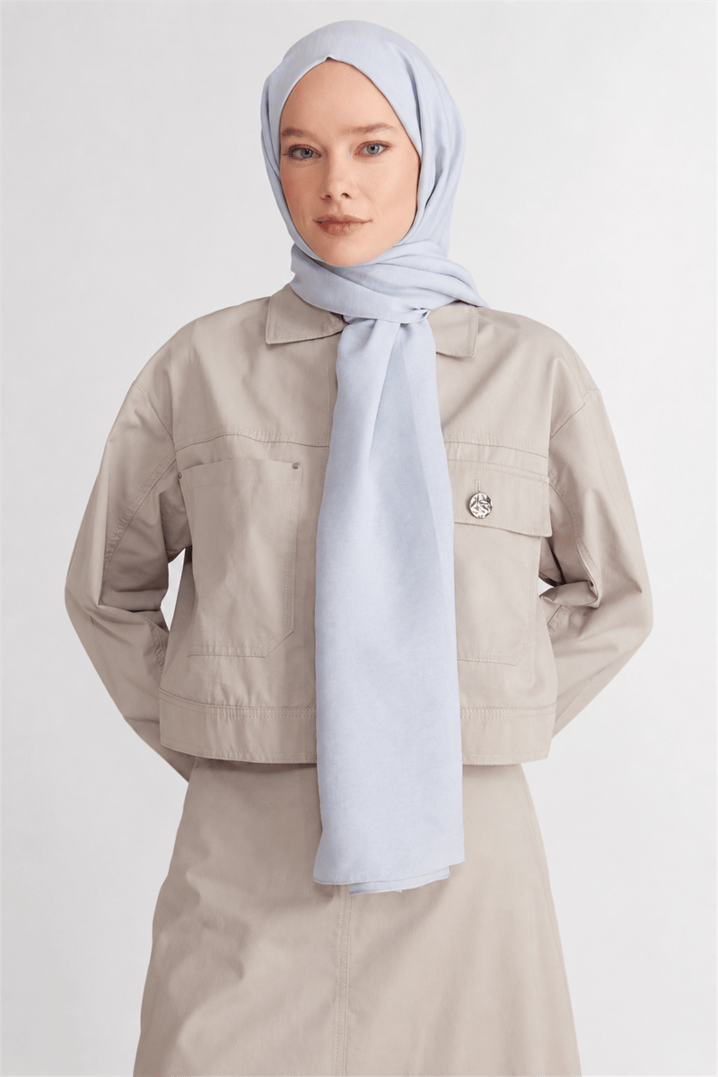 Belli Fresh Düz Tensel Gümüş Coral Şal - 6301