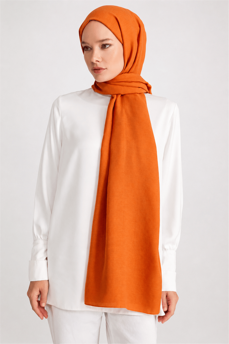 Belli Fresh Düz Tensel Turuncu Coral Şal - 6508
