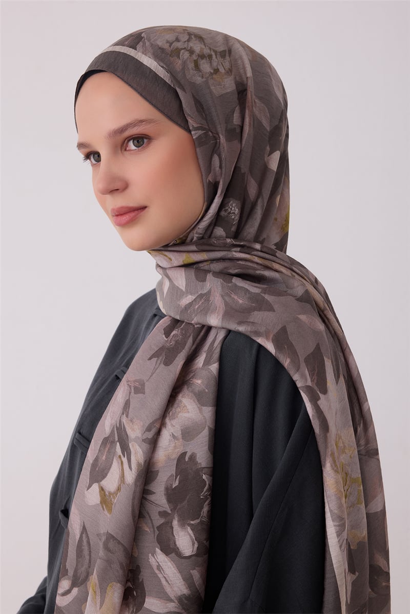 Belli Fresh Etnik Desen Koyu Gri Sanda Şal 1362 - 08