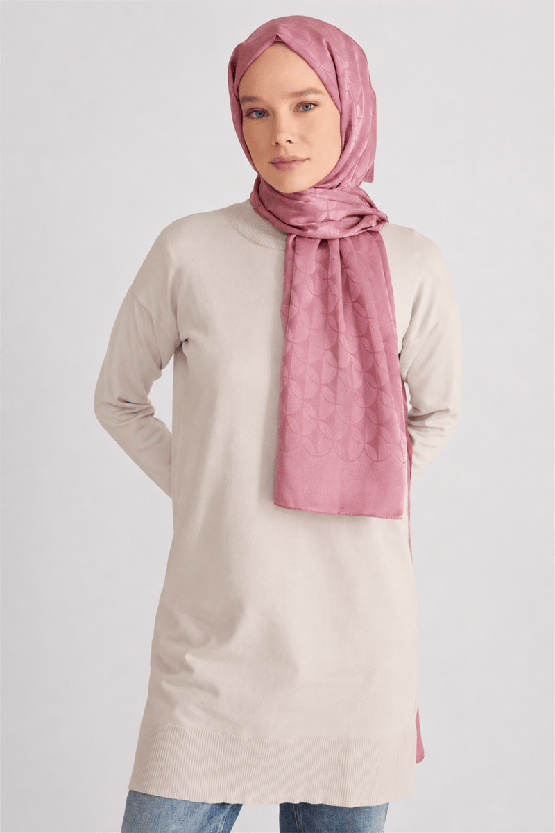 Belli Fresh Geometrik Desen Açık Pembe Jakarlı Şal 1 - 249077