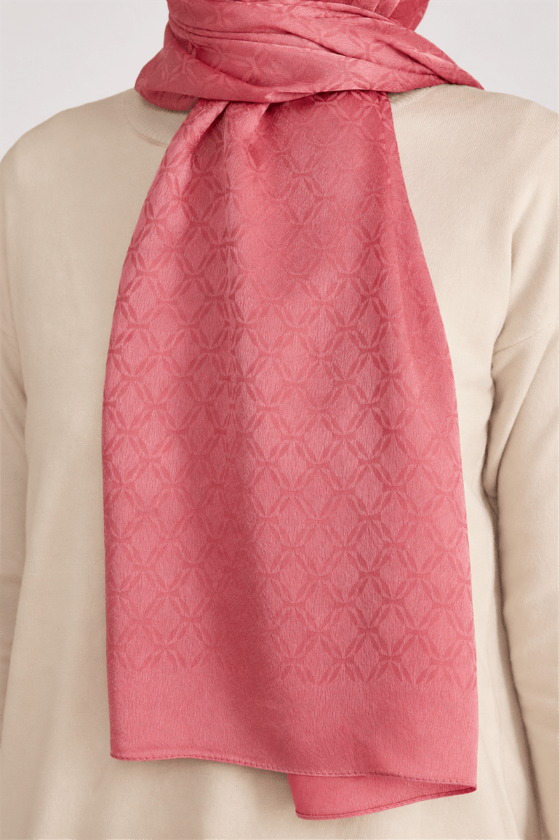 Belli Fresh Geometrik Desen Açık Pembe Jakarlı Şal 3 - 249077