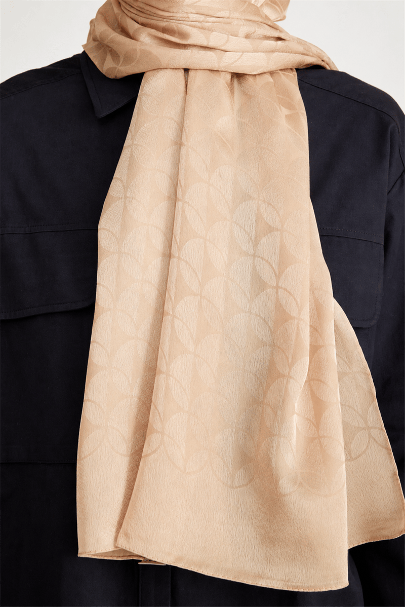 Belli Fresh Geometrik Desen Bej Jakarlı Şal 1 - 249076