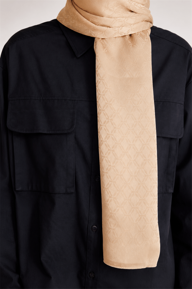 Belli Fresh Geometrik Desen Bej Jakarlı Şal 3 - 249076