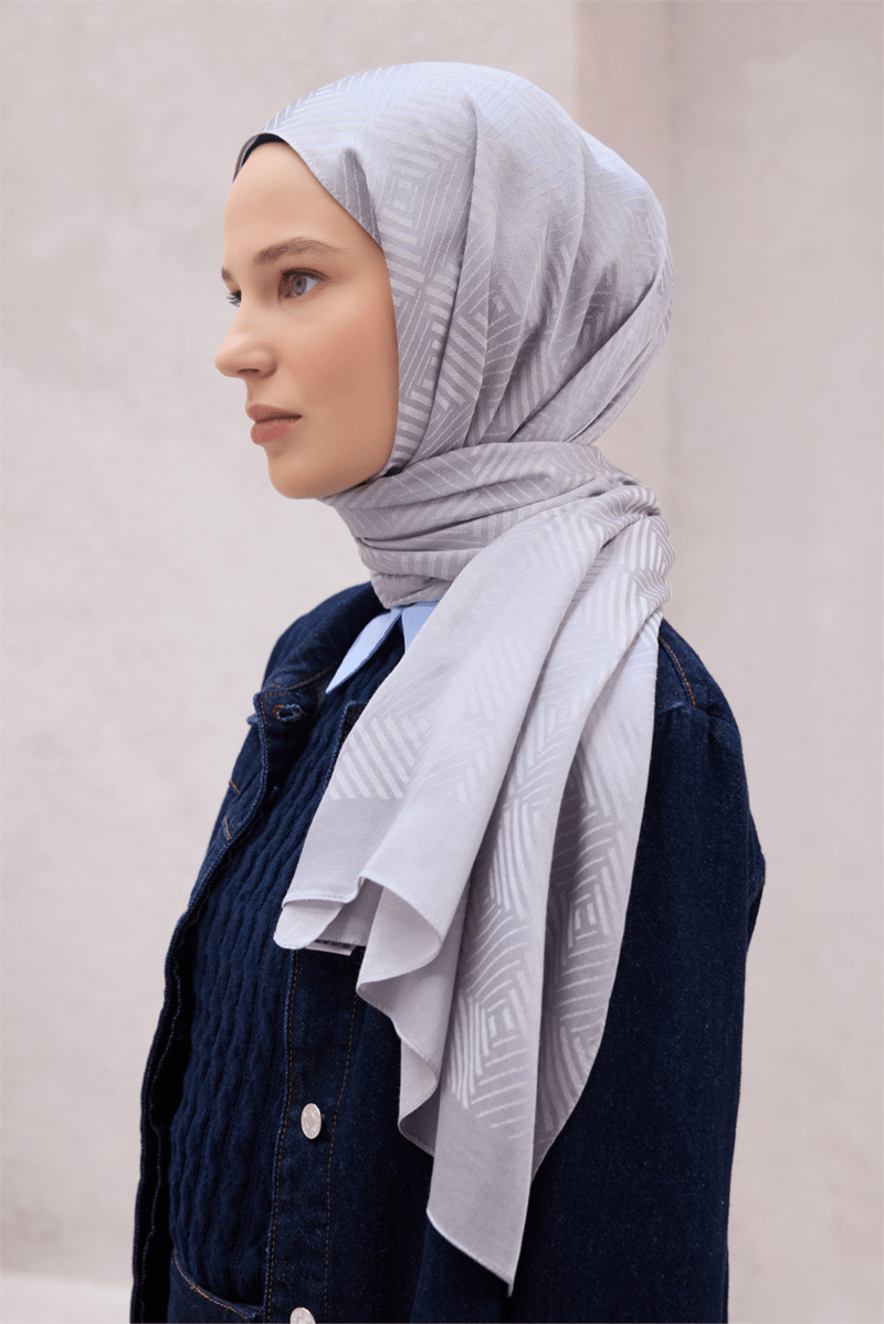 BELLİ FRESH GEOMETRİK DESEN GÜMÜŞ LİVA ŞAL 4