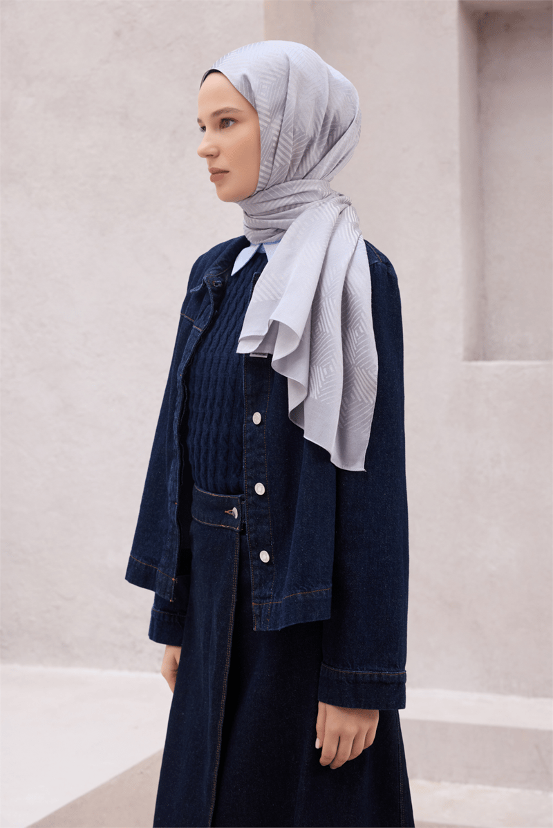 BELLİ FRESH GEOMETRİK DESEN GÜMÜŞ LİVA ŞAL 4