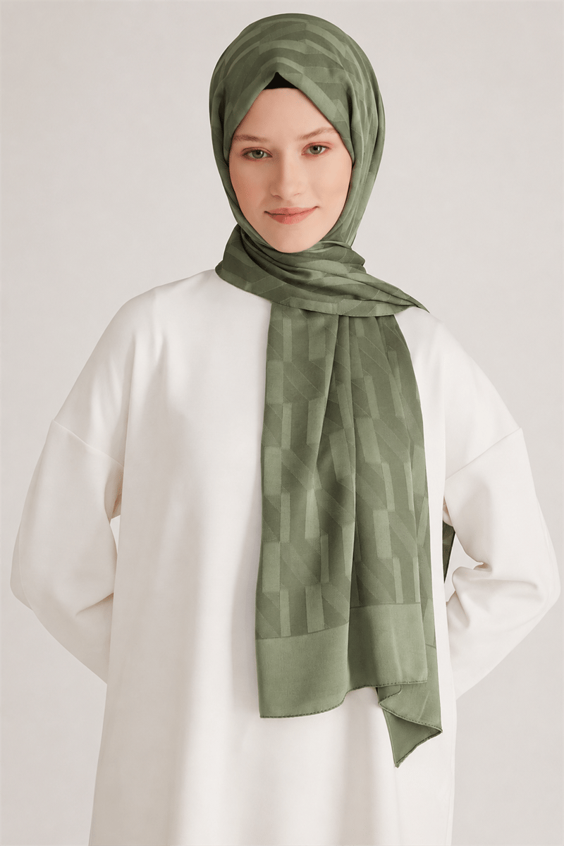Belli Fresh Geometrik Desen Haki Capri Şal 3 - 247785