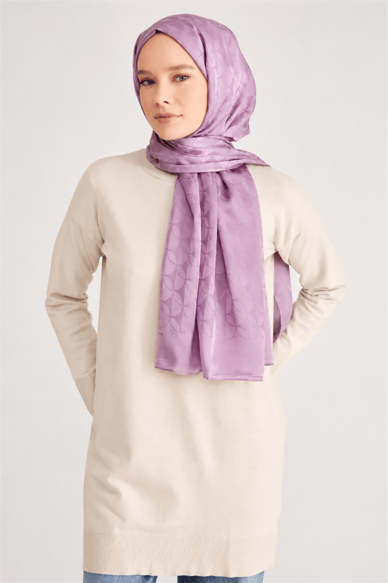 Belli Fresh Geometrik Desen Lila Jakarlı Şal 1 - 247787