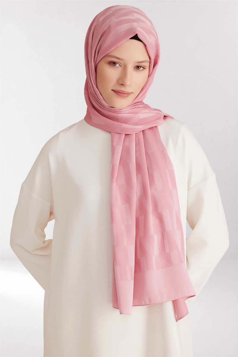 Belli Fresh Geometrik Desen Pembe Capri Şal 3 - 241823