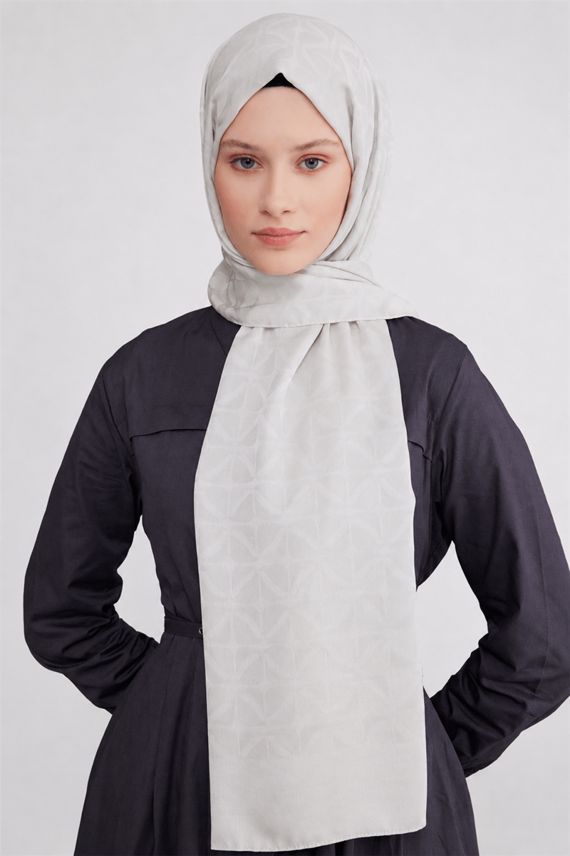 Belli Fresh Geometrik Desen Sedefli Beyaz Capri Şal 1 - 241822