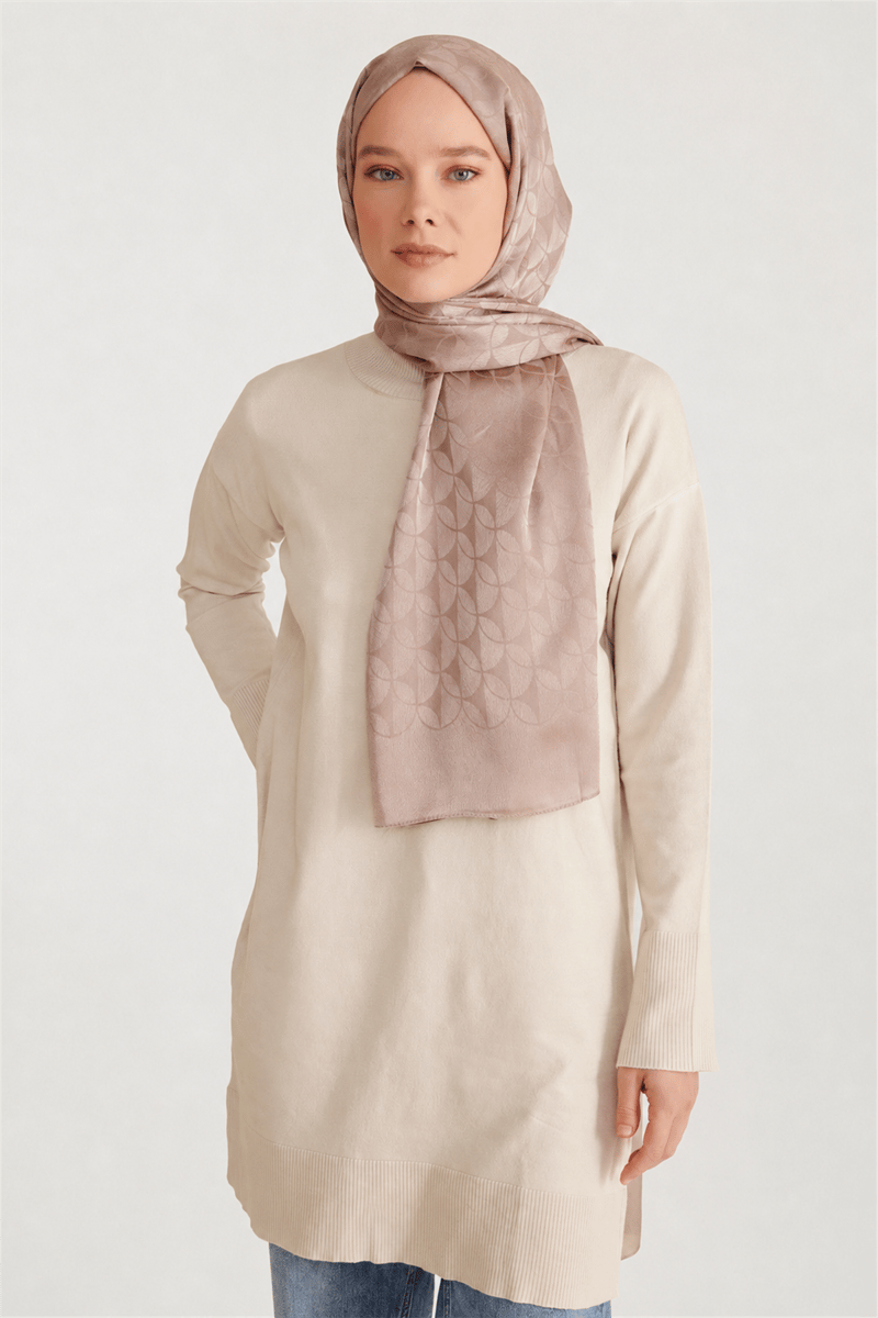 Belli Fresh Geometrik Desen Somon Jakarlı Şal 1 - 241826