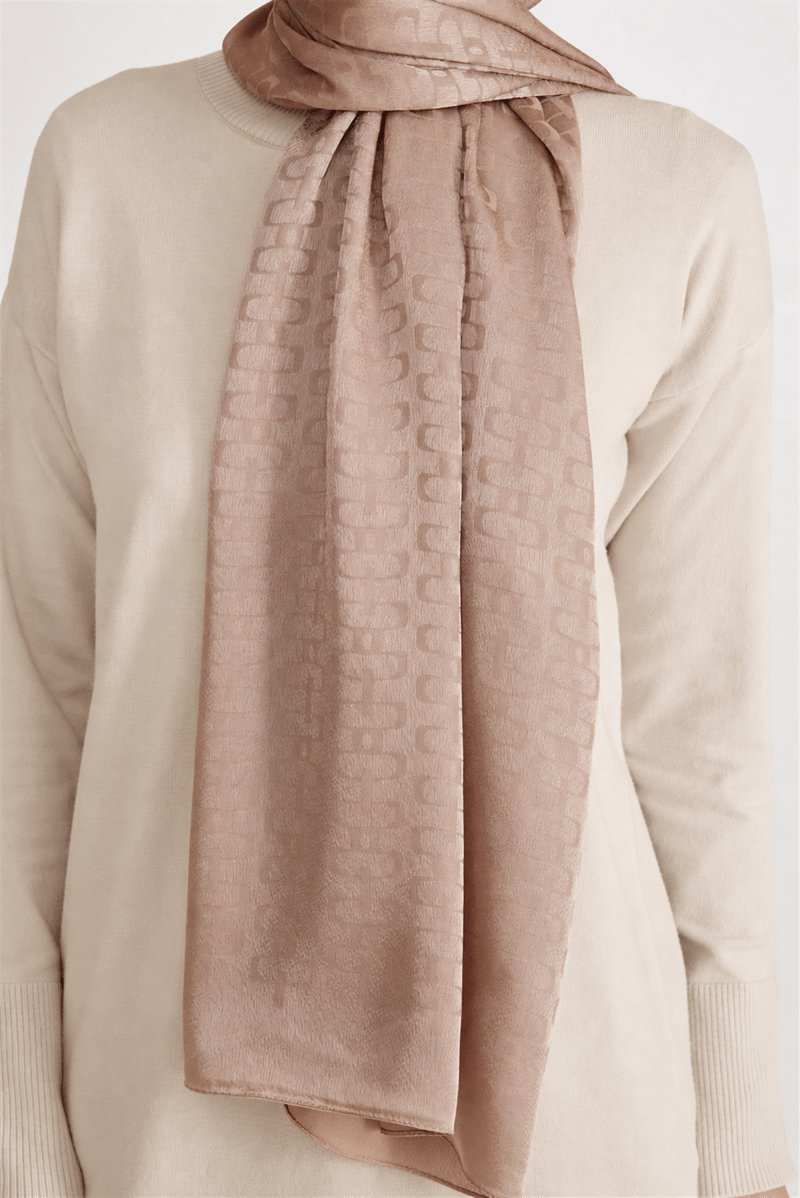 Belli Fresh Geometrik Desen Toz Pembe Jakarlı Şal 2 - 241826