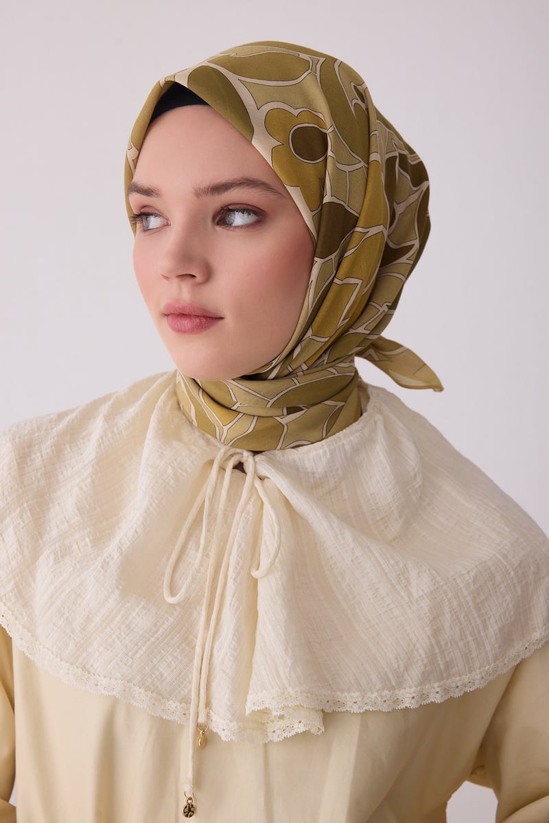 Belli Fresh Hardal Etnik Desen Vual Eşarp 3287 - 08