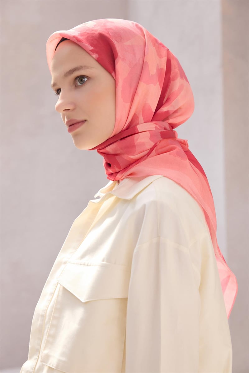 {URUNSEO_TITLE} | BELLI | POLYESTER EŞARP | BELLİ FRESH ÇİÇEK DESEN PEMBE MODAL EŞARP 20