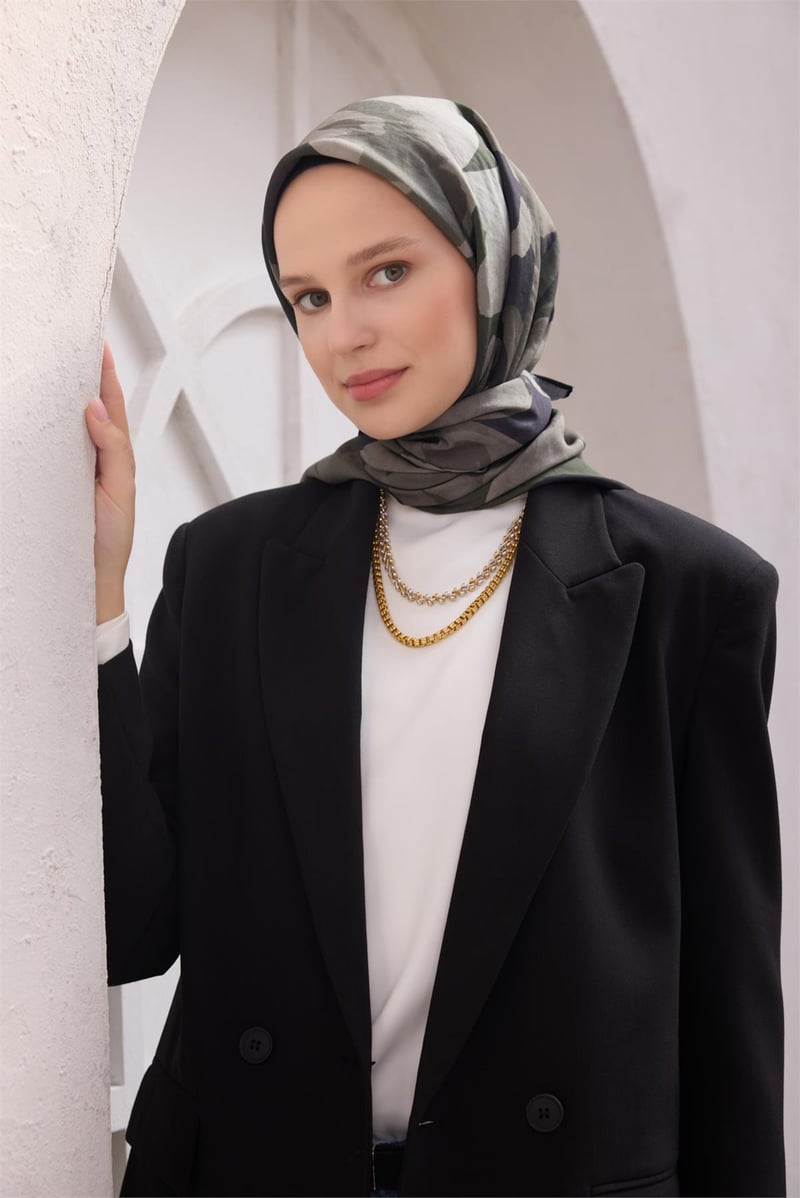 {URUNSEO_TITLE} | BELLI | POLYESTER EŞARP | BELLİ FRESH ÇİÇEK DESEN SİYAH-GRİ MODAL EŞARP 20