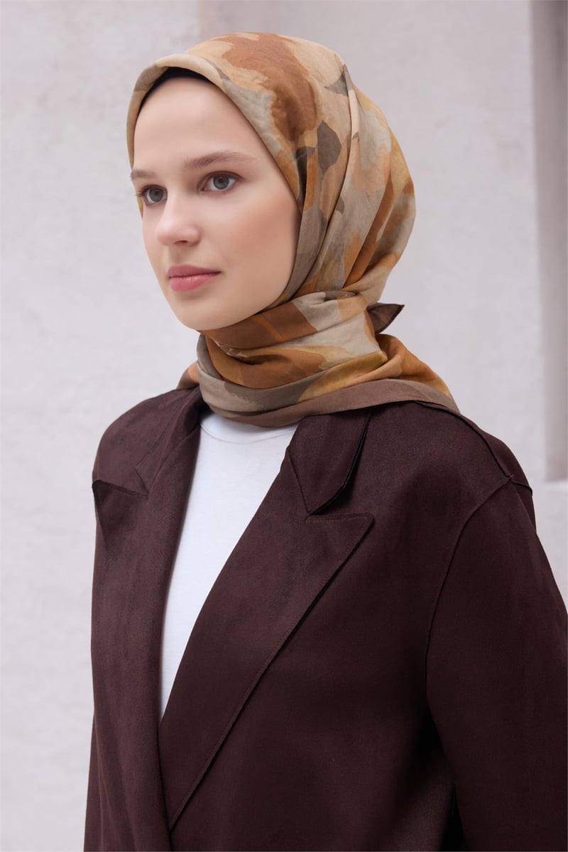 {URUNSEO_TITLE} | BELLI | POLYESTER EŞARP | BELLİ FRESH ÇİÇEK DESEN HARDAL MODAL EŞARP 20