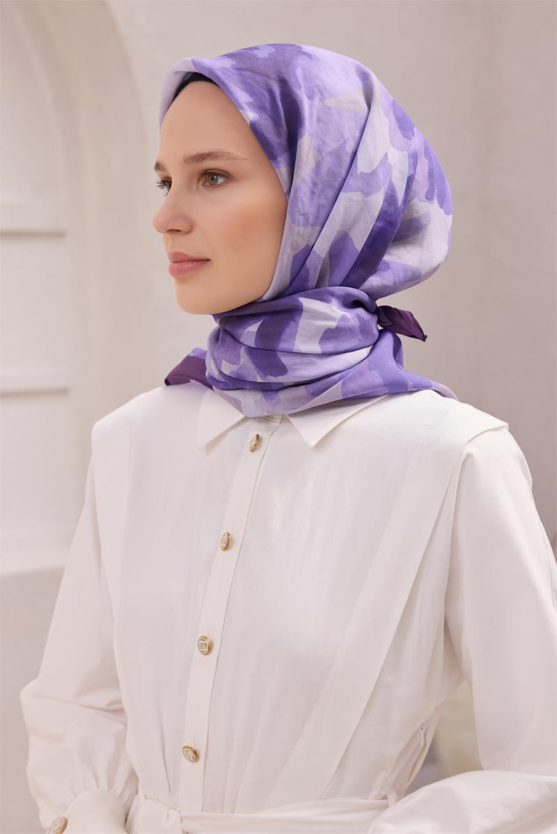 {URUNSEO_TITLE} | BELLI | POLYESTER EŞARP | BELLİ FRESH ÇİÇEK DESEN MOR MODAL EŞARP 20