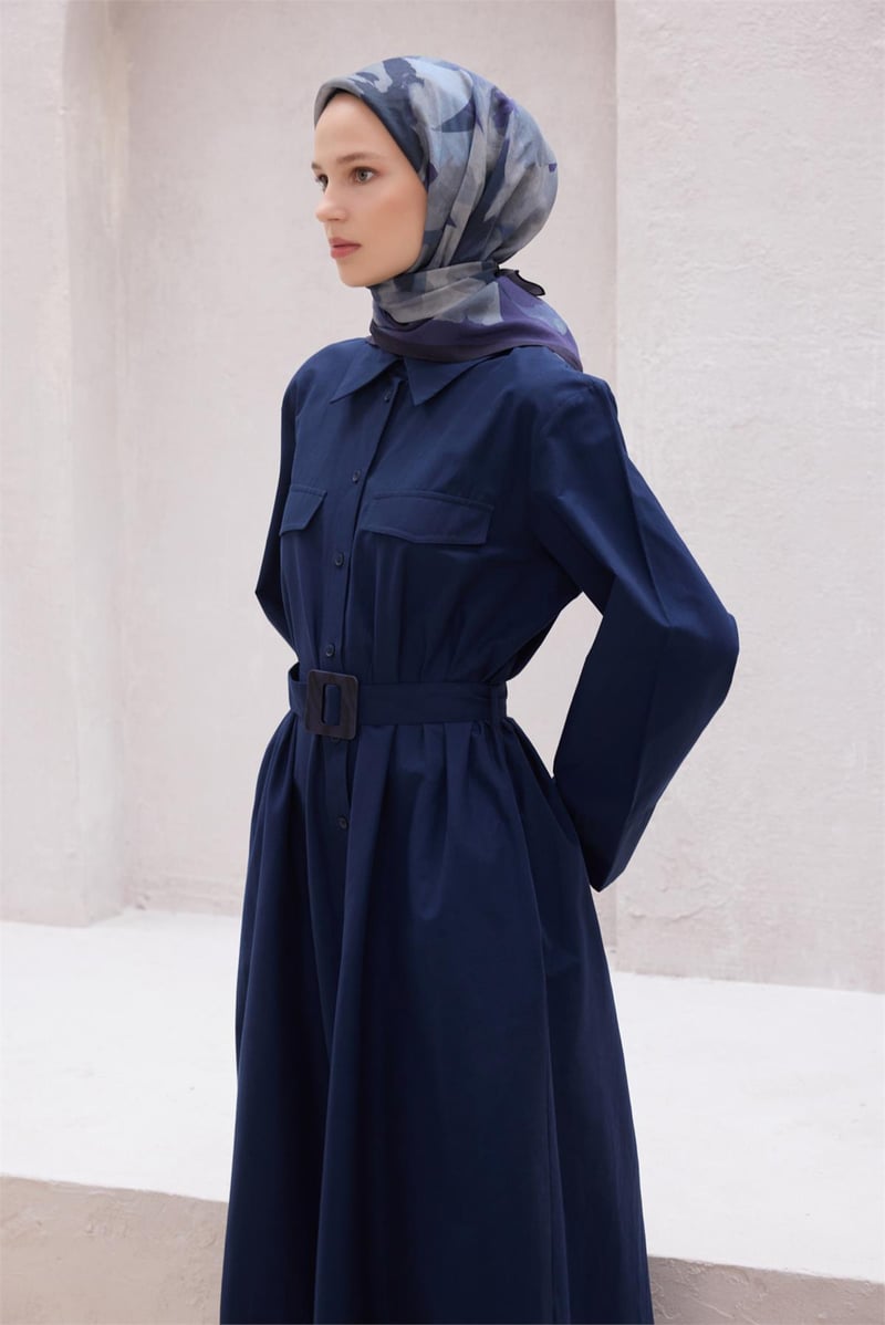 {URUNSEO_TITLE} | BELLI | POLYESTER EŞARP | BELLİ FRESH ÇİÇEK DESEN LACİVERT MODAL EŞARP 20