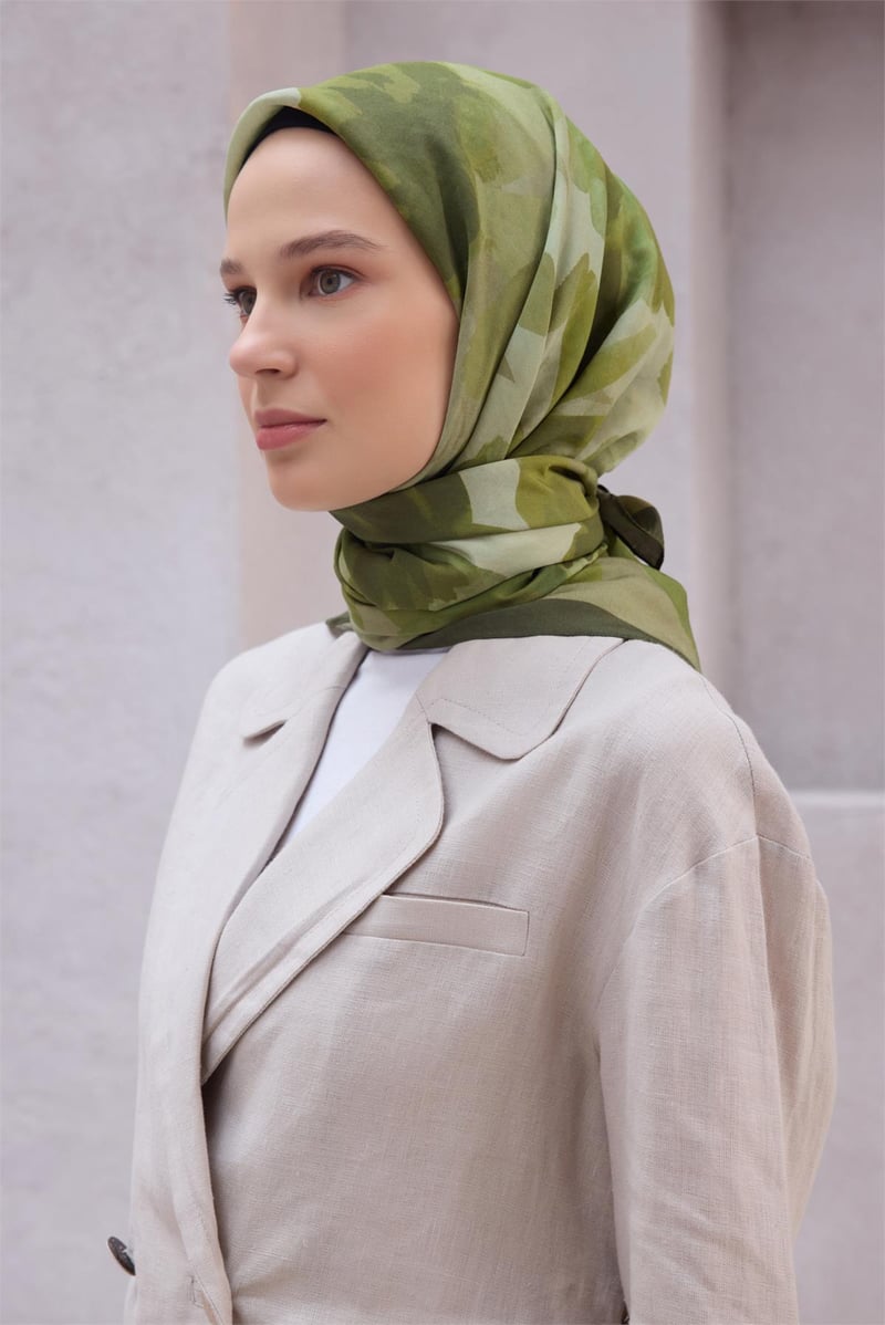 {URUNSEO_TITLE} | BELLI | POLYESTER EŞARP | BELLİ FRESH ÇİÇEK DESEN HAKİ MODAL EŞARP 20