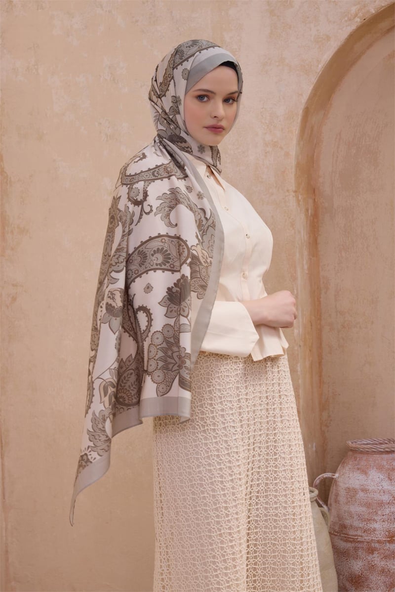 {URUNSEO_TITLE} | BELLI | Belli Fresh Şal | BELLİ FRESH MODAL GRİ-BEJ ŞAL 2
