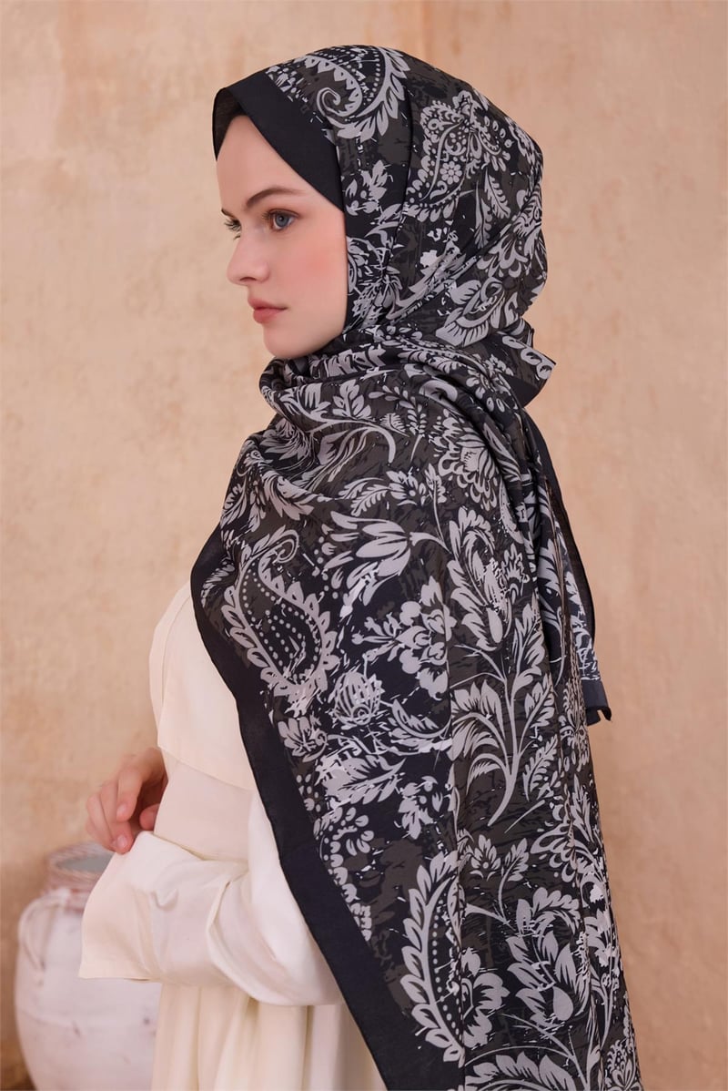 {URUNSEO_TITLE} | BELLI | Belli Fresh Şal | BELLİ FRESH MODAL SİYAH GRİ ŞAL 4