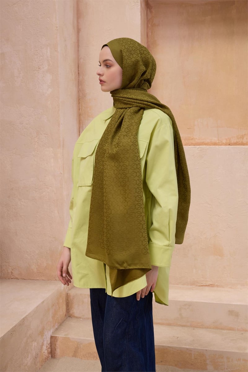 {URUNSEO_TITLE} | BELLI | Belli Fresh Şal | BELLİ FRESH NORA ZEYTİN HARDAL ŞAL 2