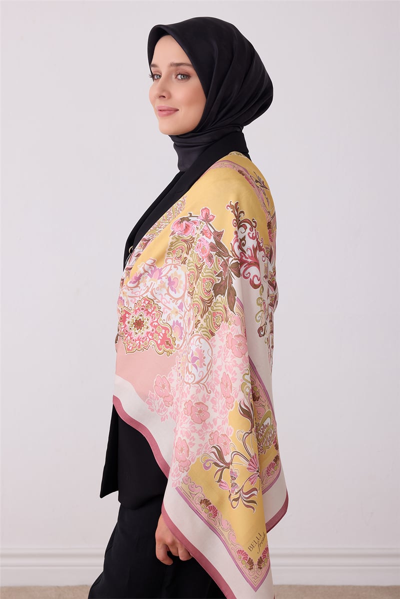 Belli Fresh Pudra Çiçek Desen Omuz Şalı 5826 - 32