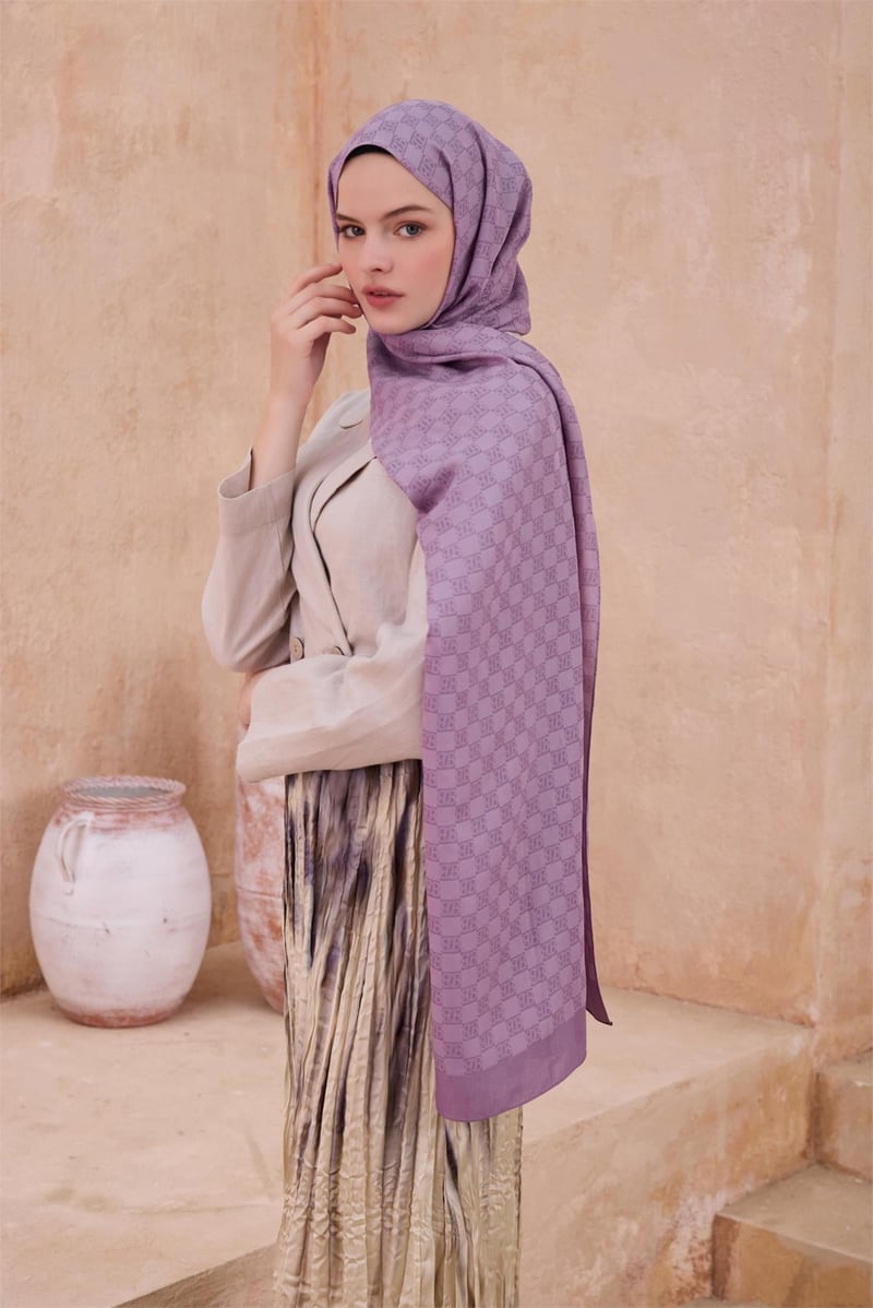 {URUNSEO_TITLE} | BELLI | POLYESTER ŞAL | BELLİ FRESH SİENA LİLA ŞAL 5