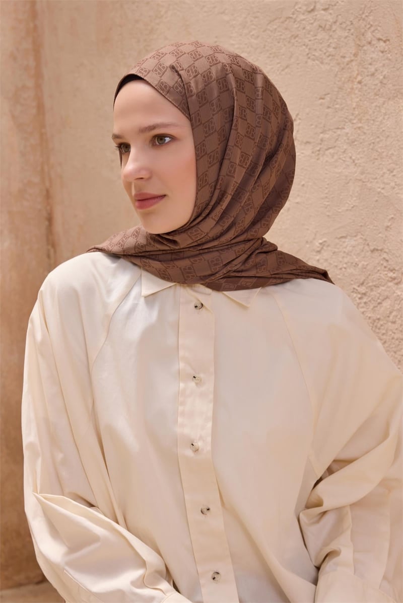 {URUNSEO_TITLE} | BELLI | POLYESTER ŞAL | BELLİ FRESH SİENA SÜTLÜ KAHVE ŞAL 5