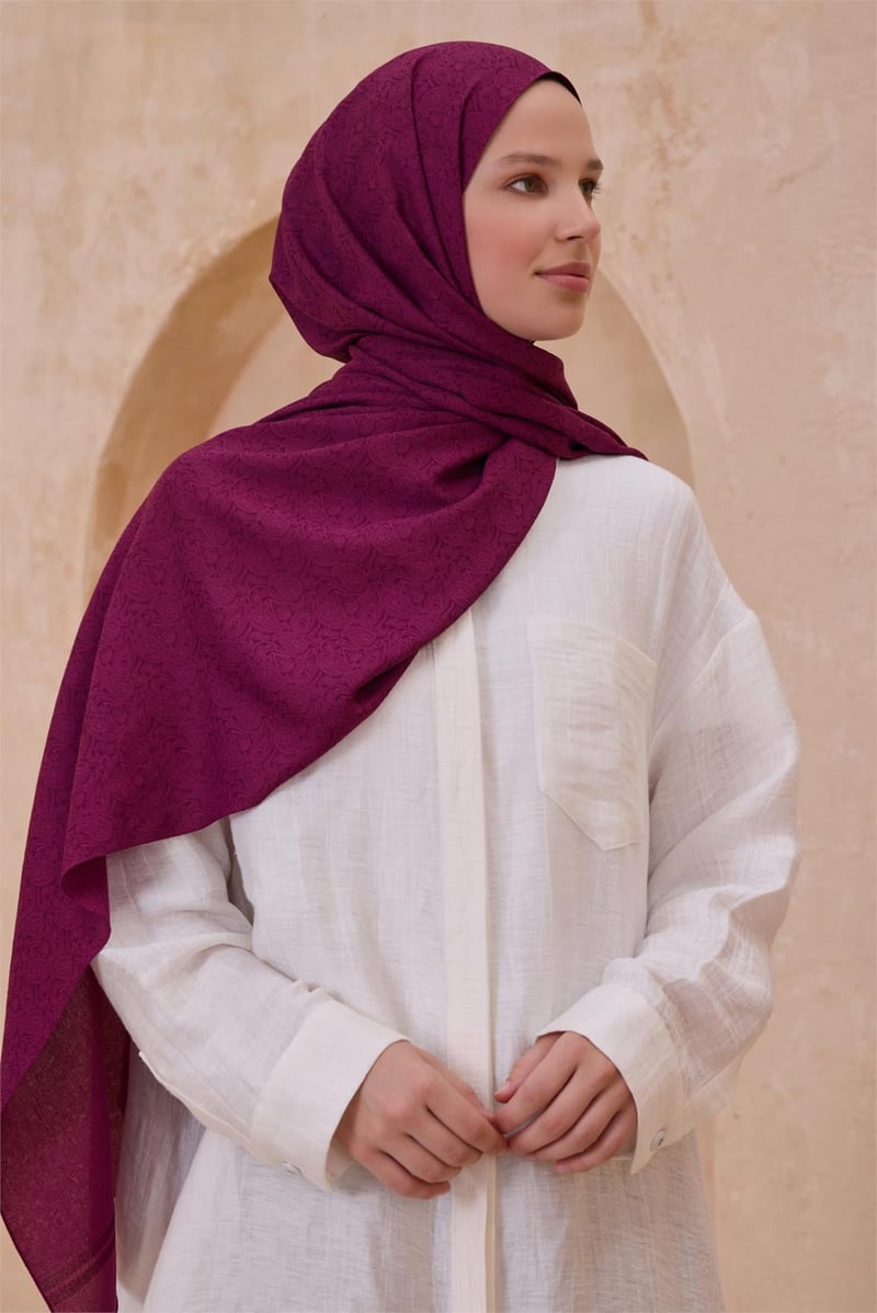{URUNSEO_TITLE} | BELLI | POLYESTER ŞAL | BELLİ FRESH SİENA VİŞNE ÇÜRÜĞÜ ŞAL 4