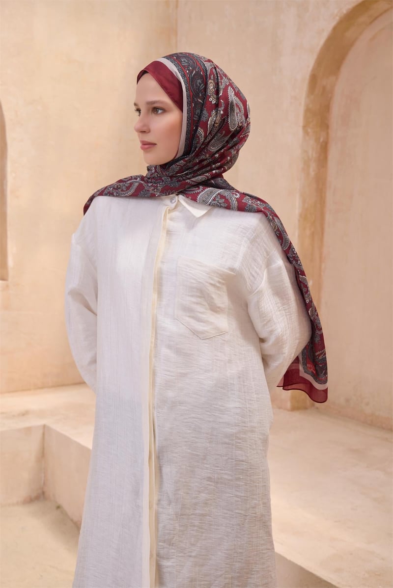 {URUNSEO_TITLE} | BELLI | POLYESTER ŞAL | BELLİ FRESH TELA BORDO ŞAL 5