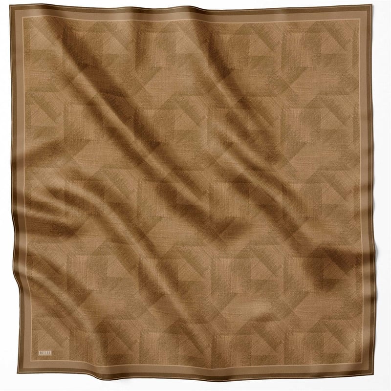BELLİ GEOMETİK DESEN İPEK EŞARP 4201D (TWILL) CAMEL - 42