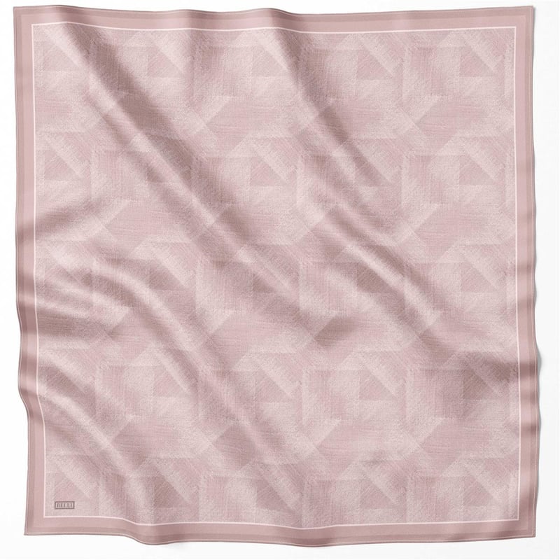 BELLİ GEOMETİK DESEN İPEK EŞARP 4201D (TWILL) PUDRA - 32