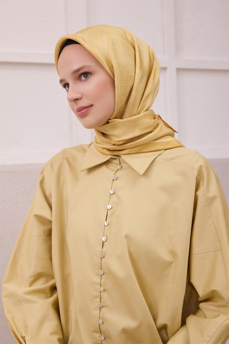 {URUNSEO_TITLE} | BELLI | BELLİ İPEK EŞARP | BELLİ GEOMETİK DESEN İPEK EŞARP 4201D (TWILL) SARI - 33